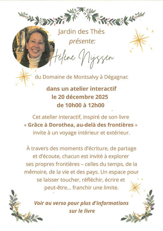 Atelier interactif avec Hélène Nijssen au Jardin des Thés
