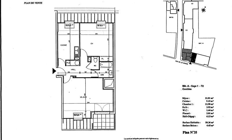 Appartement - 56 m² - 2 pièces