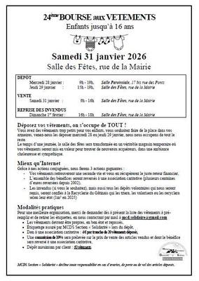 Bourse aux vêtements de 0 à 16 ans