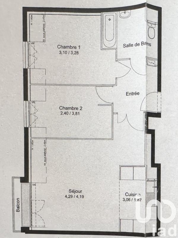 Appartement - 57 m² - 3 pièces