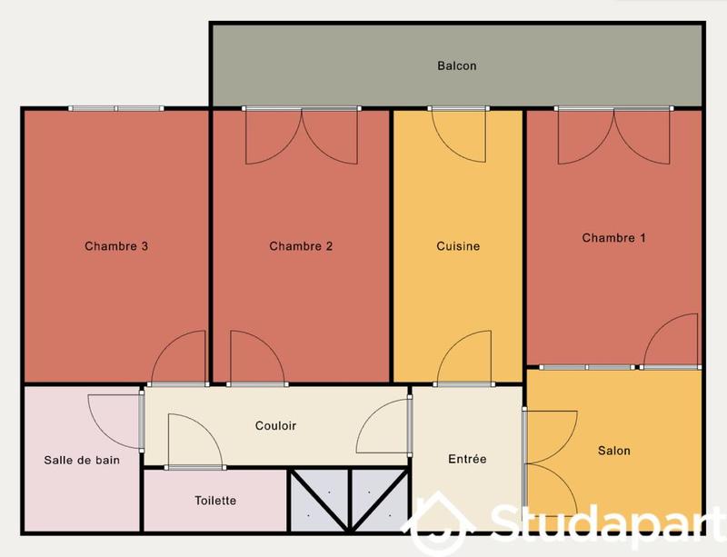 Chambre - 21 m² - 1 pièce