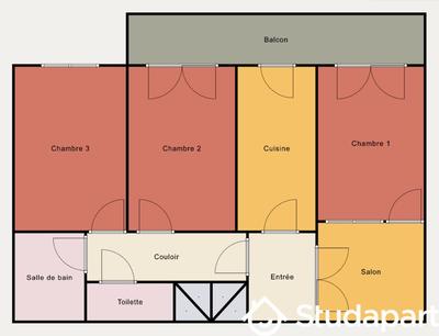 Chambre - 21 m² - 1 pièce