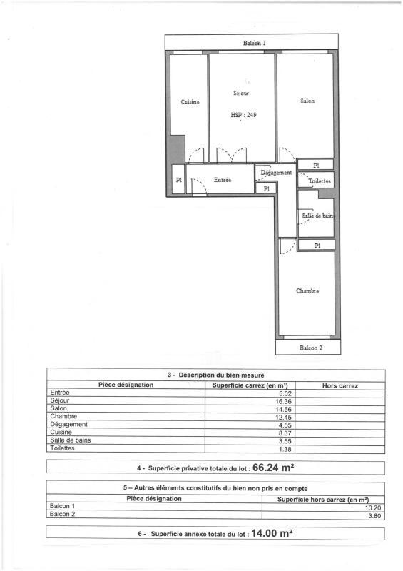 Appartement - 66 m² - 3 pièces