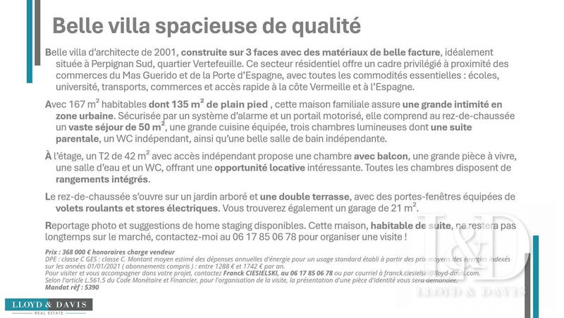 Maison - 167 m² - 6 pièces