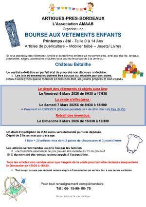 Bourse aux vêtements enfants printemps - été