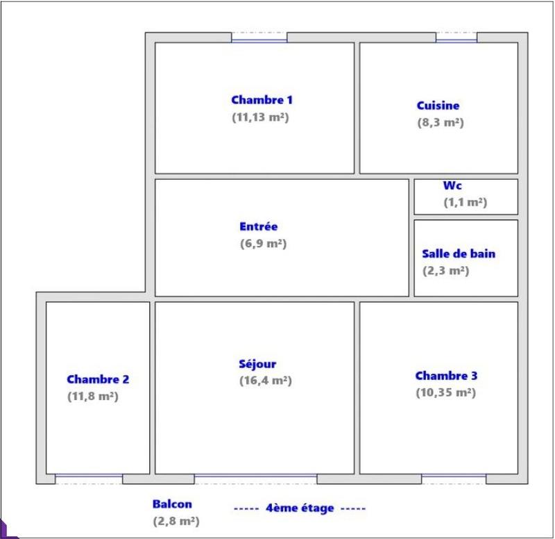 Appartement - 68 m² - 4 pièces