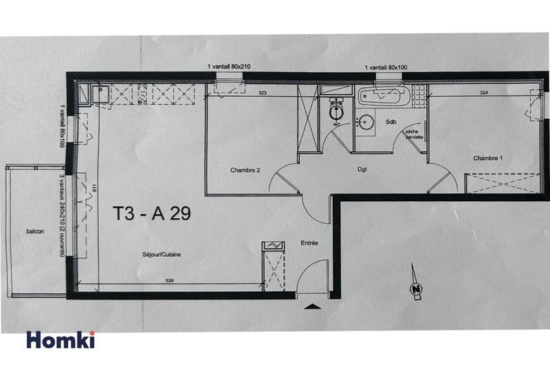 Appartement - 64 m² - 3 pièces