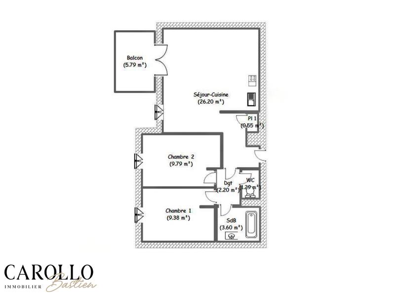 Appartement - 53 m² - 3 pièces