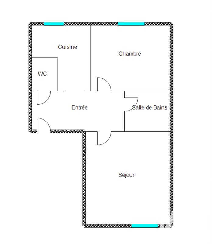 Appartement - 43 m² - 2 pièces