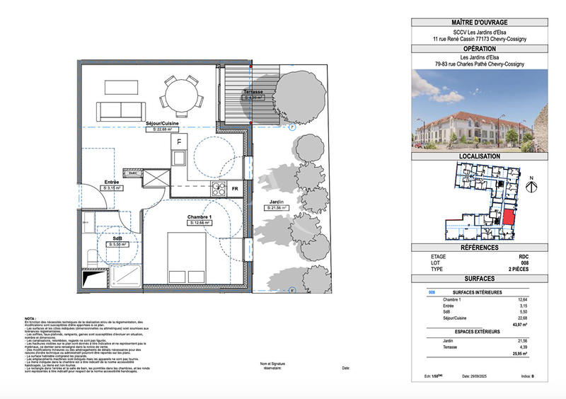 Appartement - 44 m² - 2 pièces