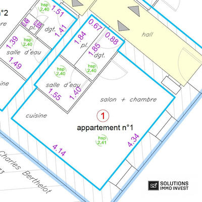 Appartement - 18 m² - 1 pièce