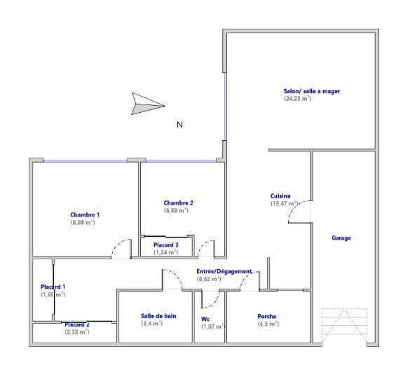 Maison - 75 m² - 3 pièces