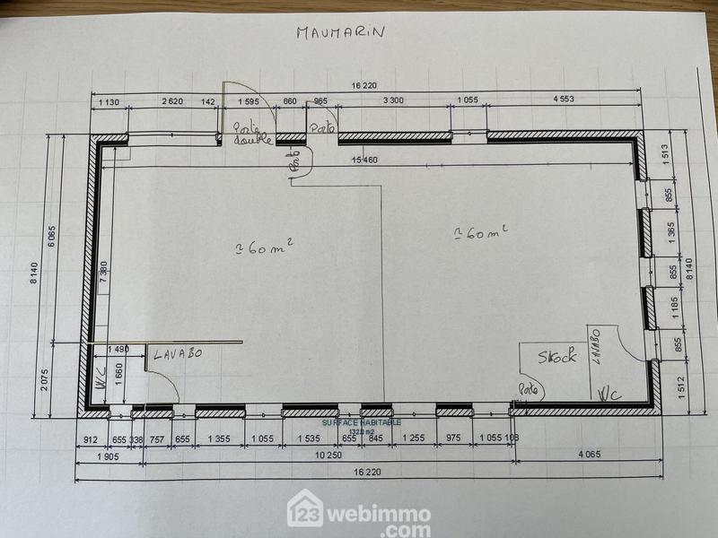 Bureau - 120 m² - 2 pièces