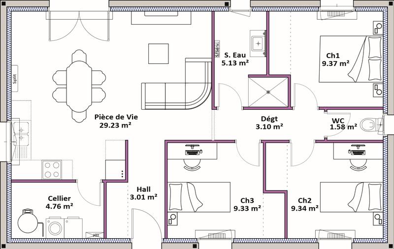 Maison - 75 m² - 4 pièces