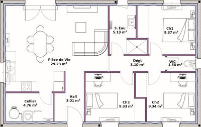 Maison - 75 m² - 4 pièces