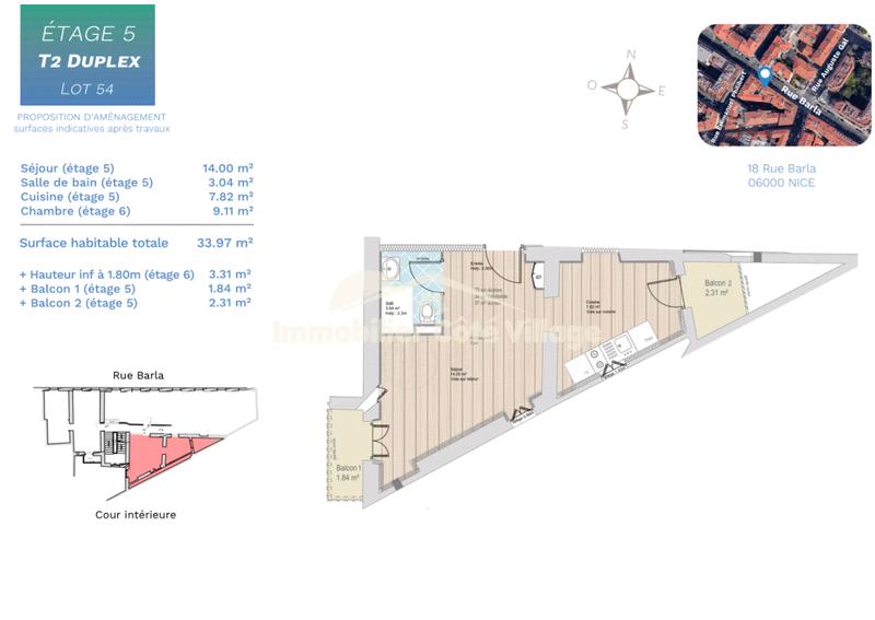 Duplex - 37 m² - 2 pièces