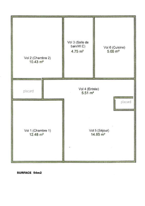 Appartement - 54 m² - 3 pièces