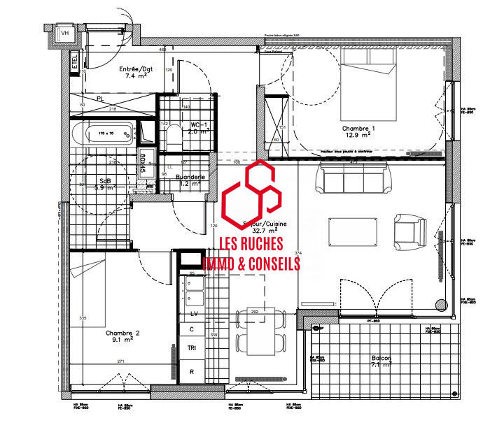 Appartement - 71 m² - 3 pièces