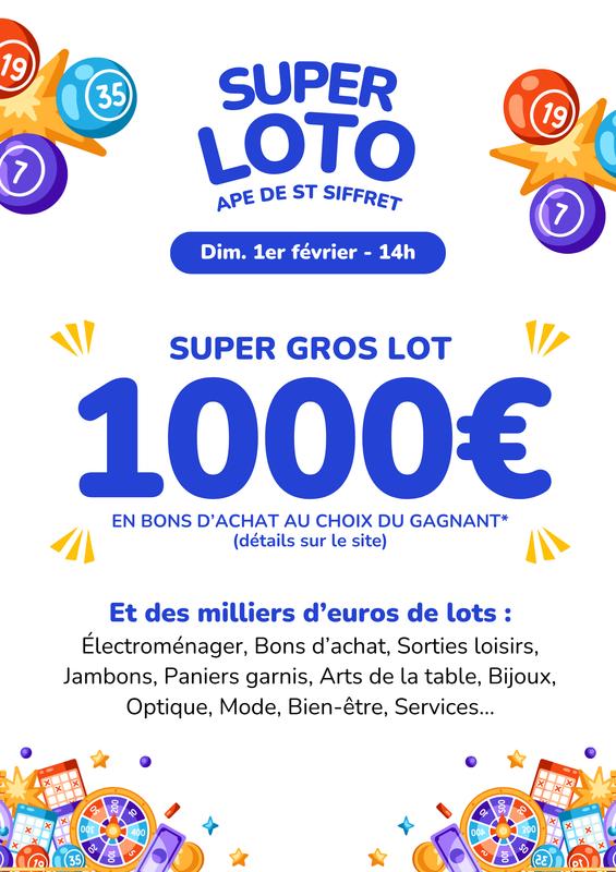 Loto St-Siffret : 1000 € en bons d'achat au choix du gagnant