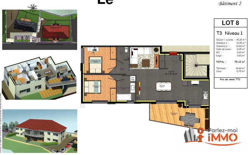 Appartement - 75 m² - 3 pièces