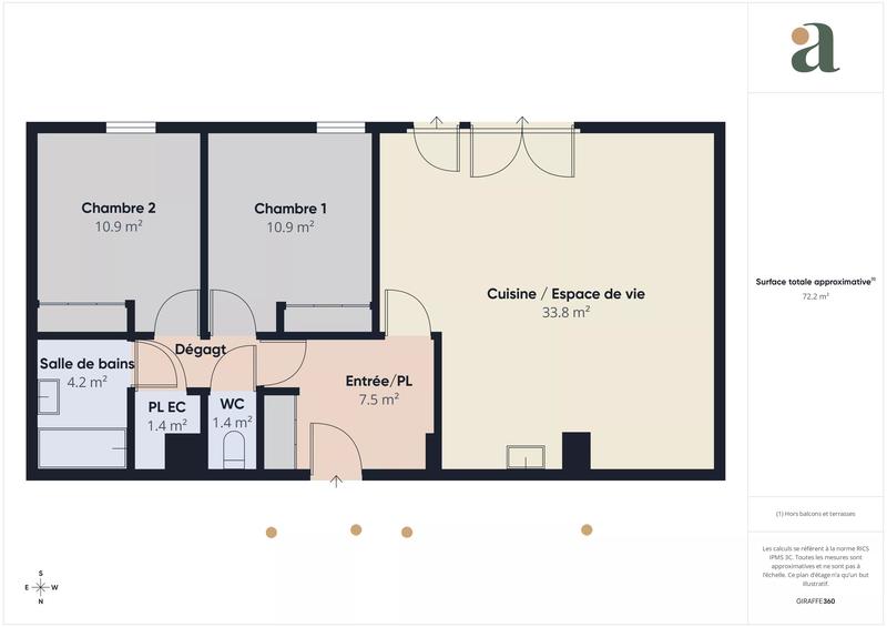 Appartement - 71 m² - 3 pièces