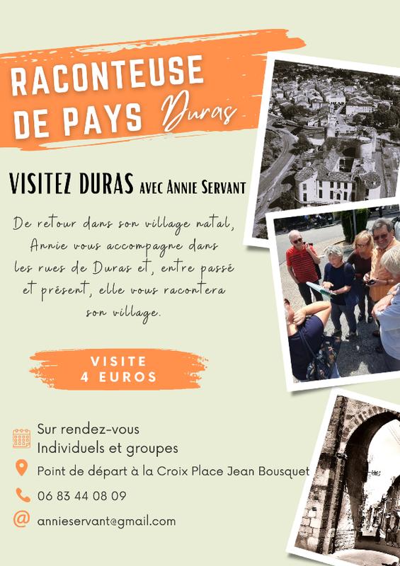 Visite guidée de Duras par Annie Servant, Raconteuse de Pays