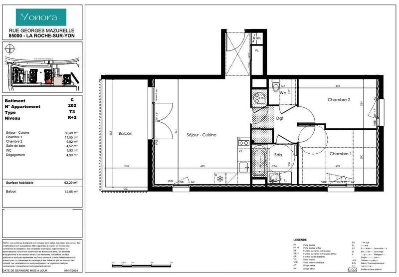 Appartement - 63 m² - 3 pièces