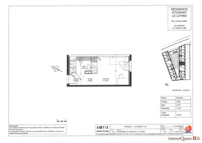 Appartement - 19 m² - 1 pièce