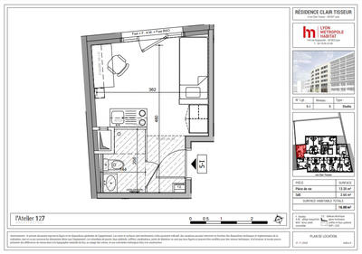 Studio - 16 m² - 1 pièce