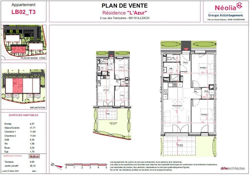 Appartement - 59 m² - 3 pièces
