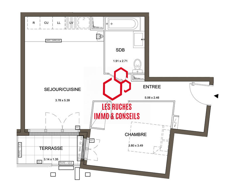 Appartement - 44 m² - 2 pièces