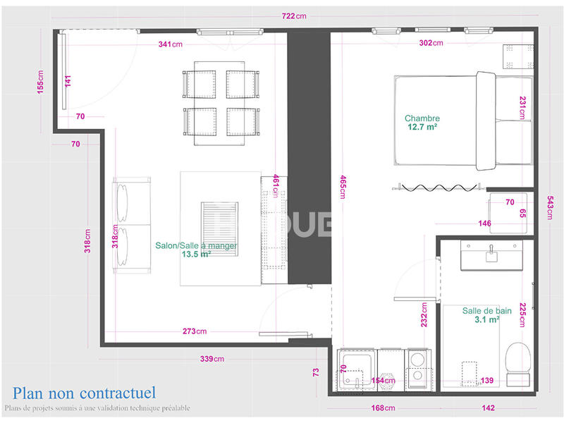 Appartement - 27 m² - 1 pièce