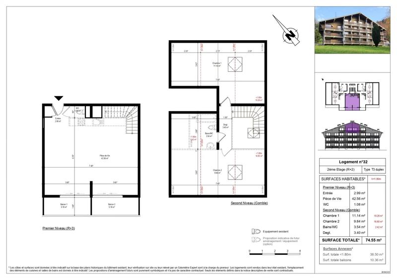 Duplex - 74 m² - 3 pièces