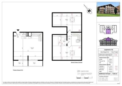 Duplex - 74 m² - 3 pièces