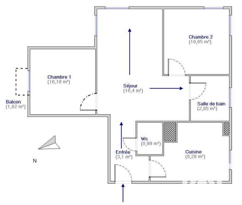 Appartement - 53 m² - 3 pièces