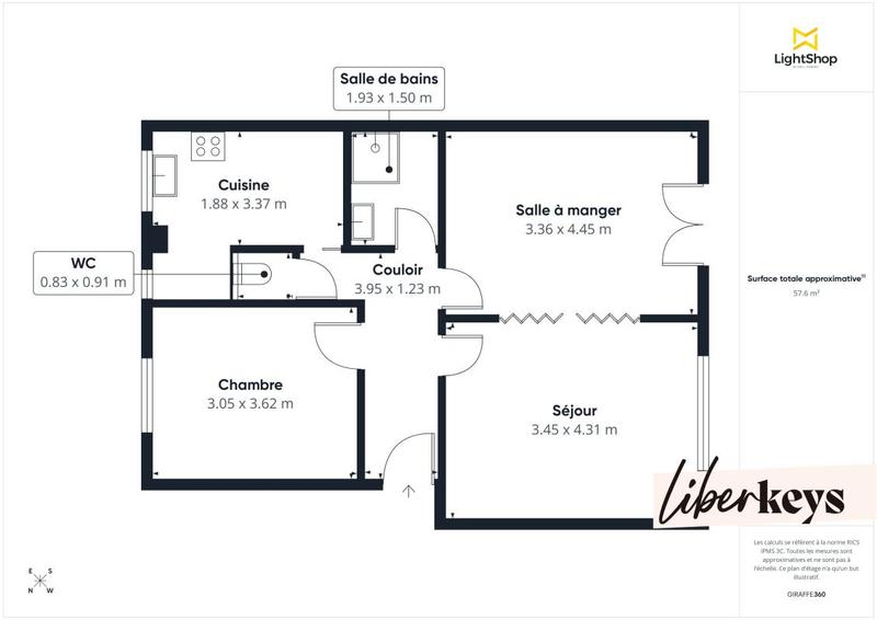 Appartement - 59 m² - 3 pièces