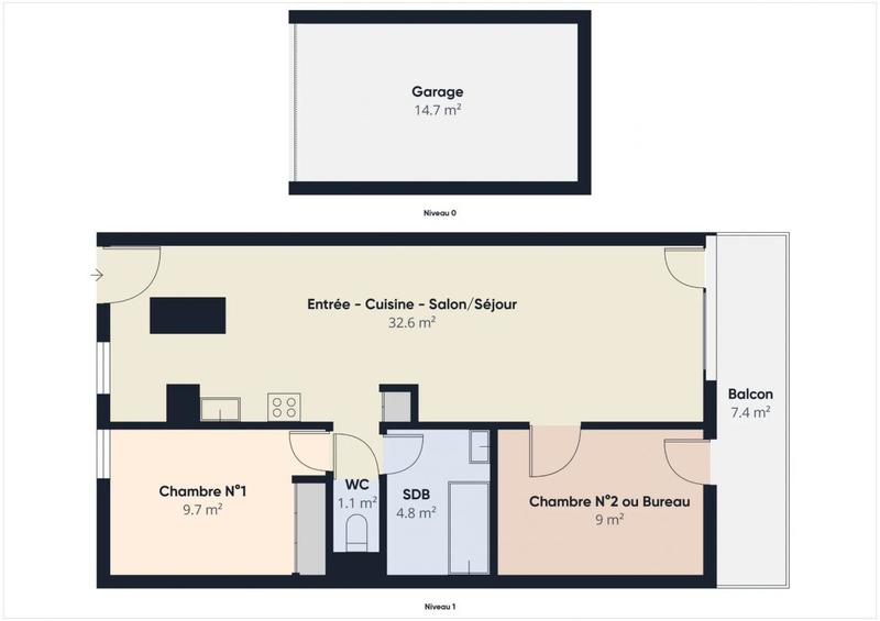 Appartement - 61 m² - 3 pièces