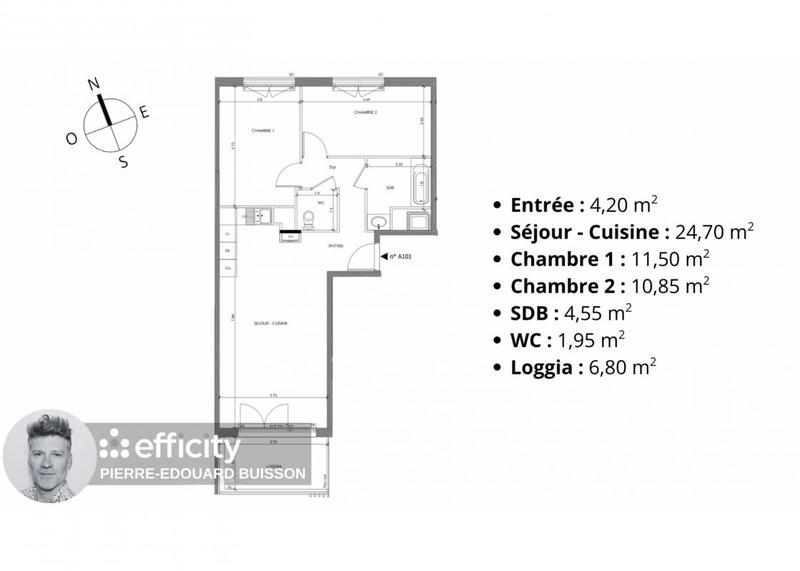 Appartement - 61 m² - 3 pièces