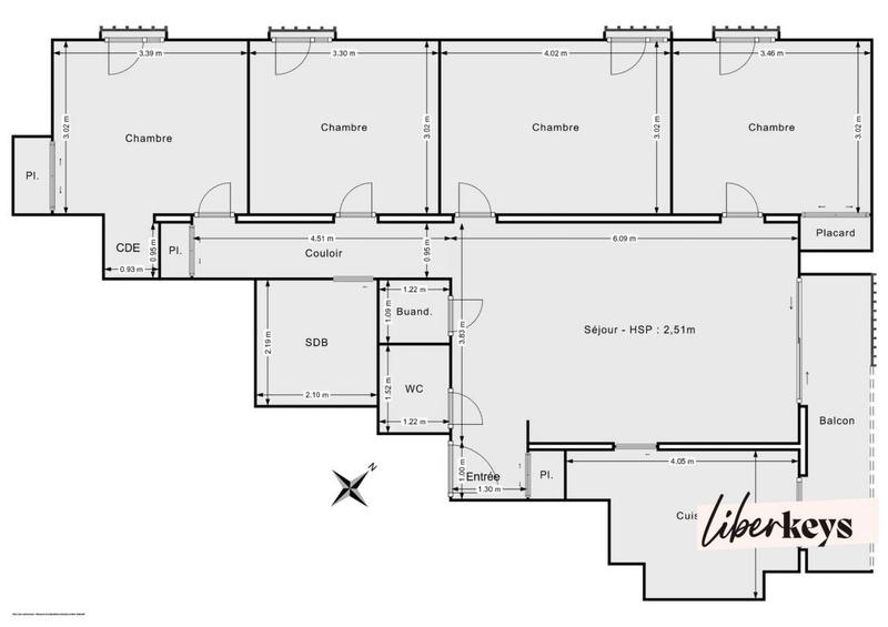 Appartement - 91 m² - 5 pièces