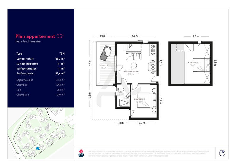 Appartement - 48 m² - 3 pièces