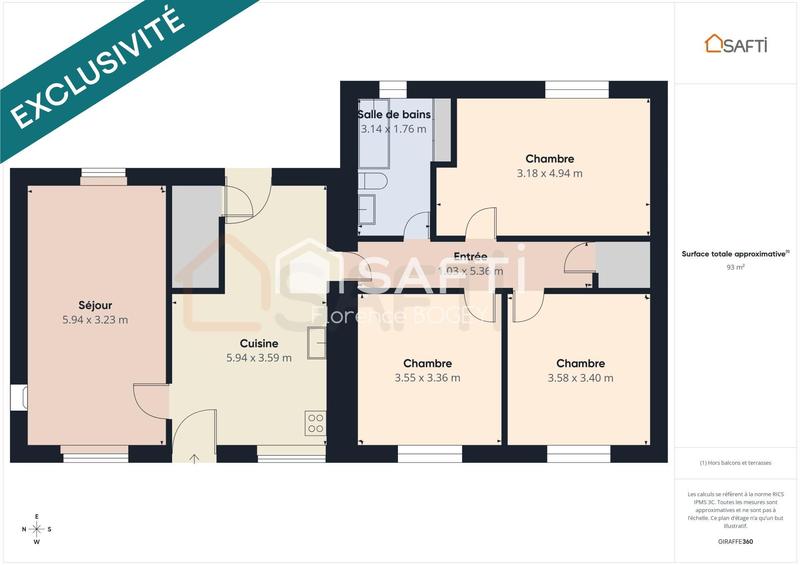 Maison - 93 m² - 5 pièces