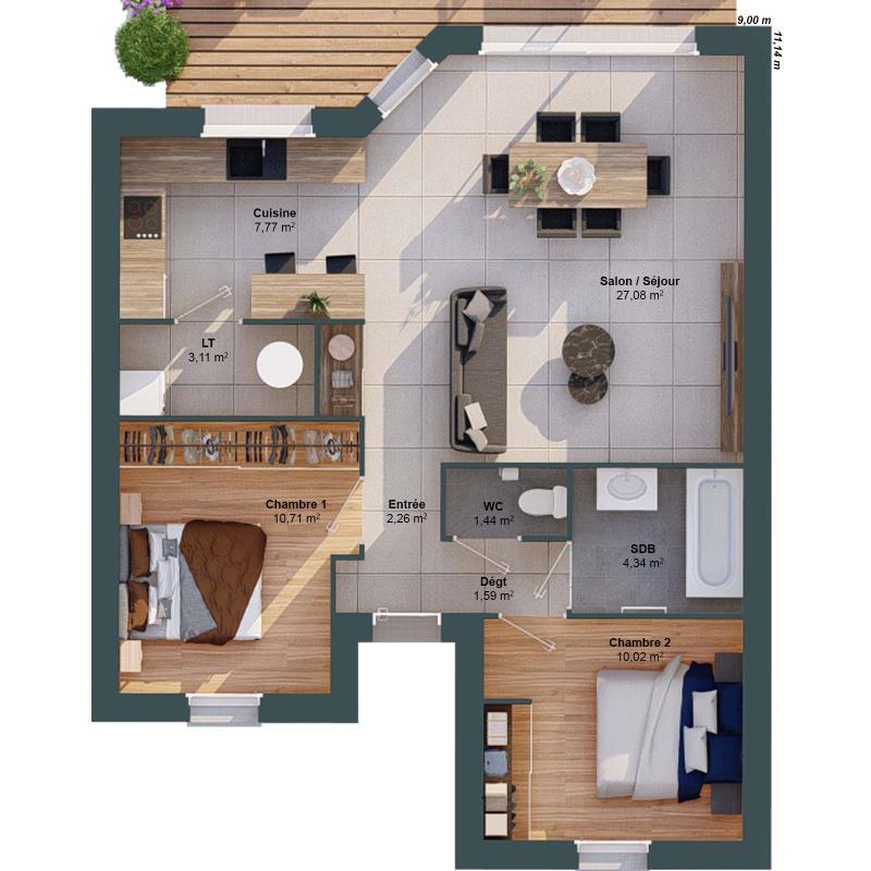 Maison - 68 m² - 4 pièces