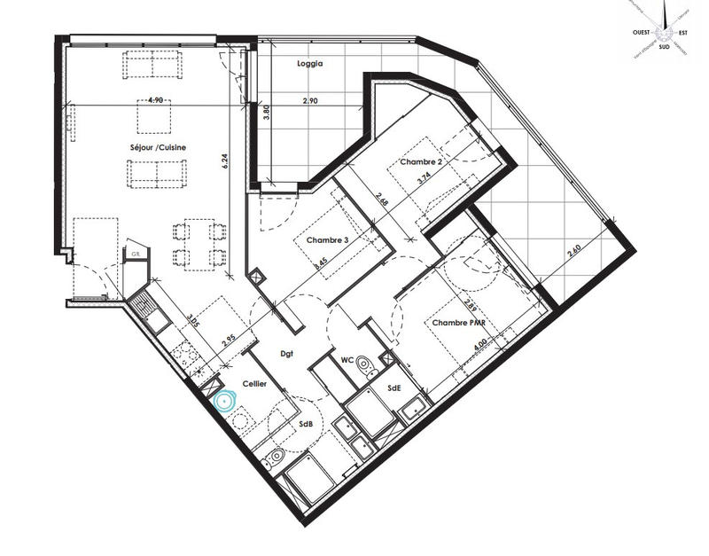 Appartement - 93 m² - 4 pièces