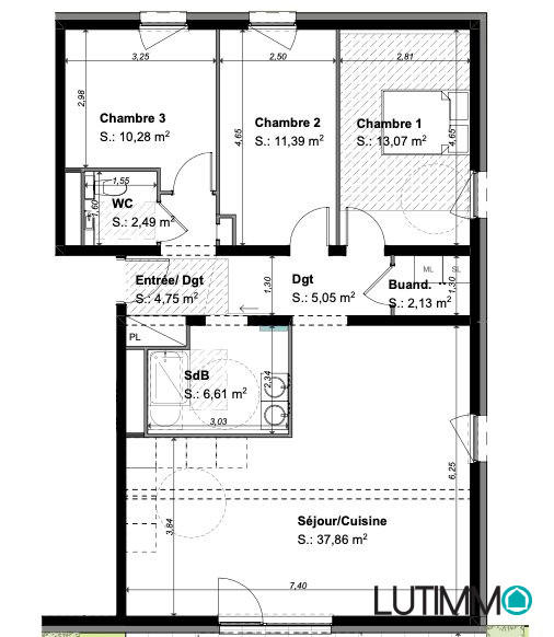 Appartement - 94 m² - 4 pièces