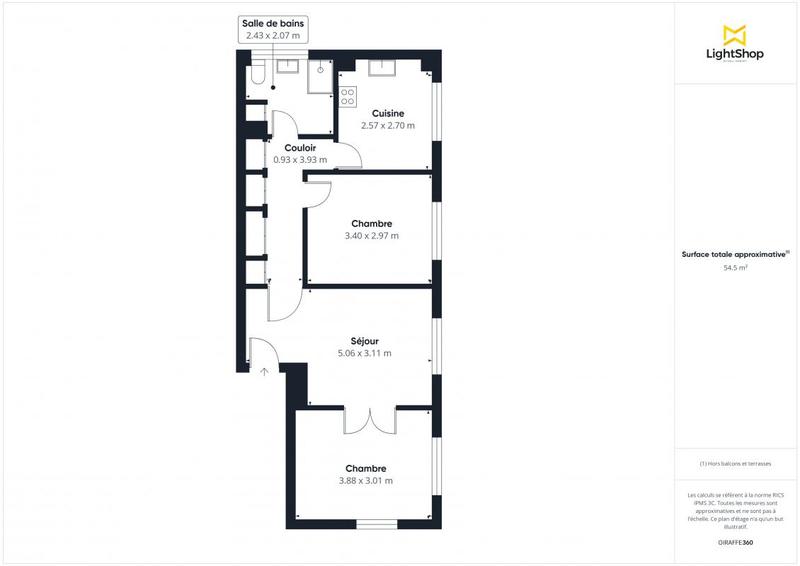 Appartement - 56 m² - 3 pièces
