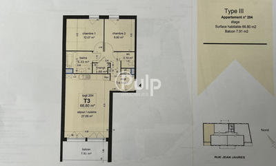 Appartement - 66 m² - 3 pièces