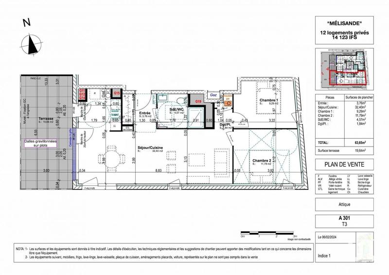 Appartement - 63 m² - 3 pièces