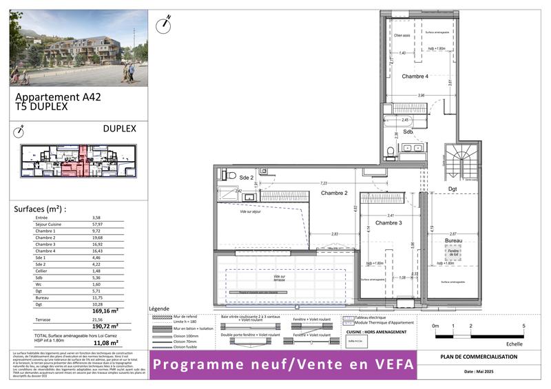 Appartement - 169 m² - 6 pièces