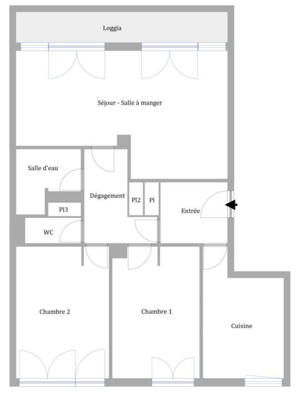 Appartement ancien - 67 m² - 4 pièces