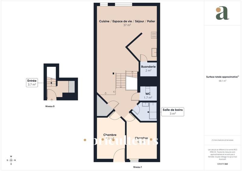 Appartement ancien - 66 m² - 3 pièces